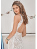 Jewel Neck Ivory Lace Keyhole Back Wedding Dress